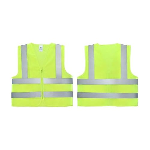  Neiko 53957A High-Visibility Safety Vest with Reflective Strips for Emergency, Construction, and Safety Use, Neon Yellow, Large