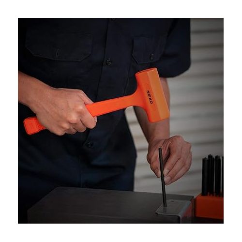  NEIKO 02847A 2 LB Dead Blow Hammer, Neon Orange | Unibody Molded | Checkered Grip | Spark and Rebound Resistant