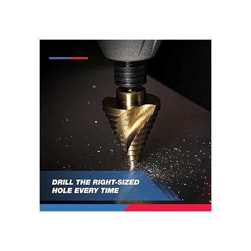  Neiko - 43219-22909 10181A Quick Change HSS Titanium Coated Spiral Grooved Step Drill Bit 3-Piece Set | 31 Step Sizes in One Kit