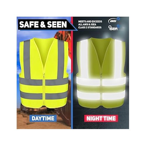  NEIKO High-Visibility Safety Vest with Reflective Strips for Emergency, Construction, and Safety Use