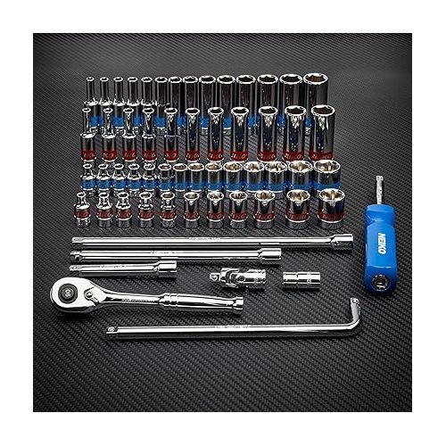  Neiko 02514A 1/4 Inch-Drive Ratchet and Small Socket Set, 58-Piece, Chrome Vanadium Steel, Multi-color