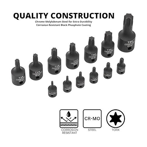  NEIKO 10281B Impact Torx Bit Socket Set, 1/4