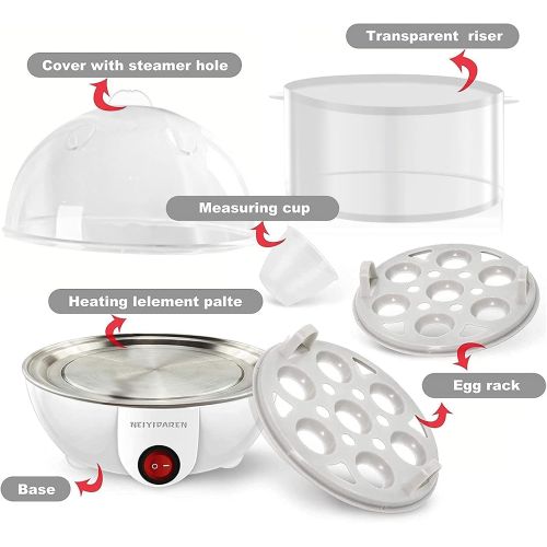  NEIYIDAREN Electric Egg Cokker,14 Egg Capacity Hard Boiled Egg Cooker,Rapid Electric Steamer For Soft, Medium, Hard Boiled, Poaching and Omelete With Automatic Shut Off, Stack (white)