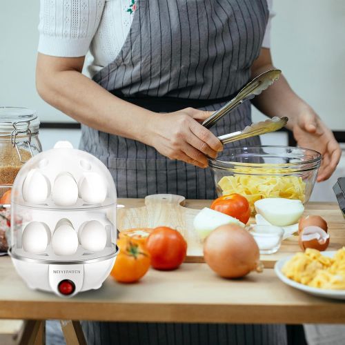  NEIYIDAREN Electric Egg Cokker,14 Egg Capacity Hard Boiled Egg Cooker,Rapid Electric Steamer For Soft, Medium, Hard Boiled, Poaching and Omelete With Automatic Shut Off, Stack (white)