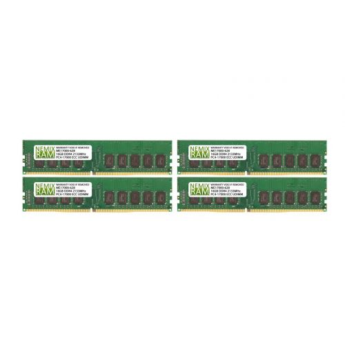  NEMIXRAM 64GB (4x16GB) DDR4-2133MHz PC4-17000 ECC UDIMM 2Rx8 1.2V Unbuffered Memory for ServerWorkstation