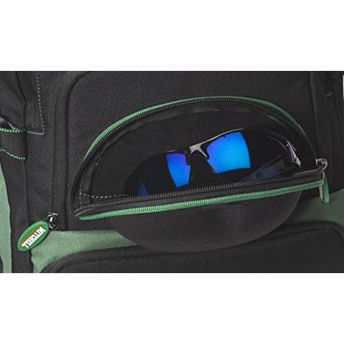  [아마존베스트]Berkley Mitchell Fishing Backpack with 4 Fishing Boxes, Rigid Sunglasses, Rod Wrap, Black/Green