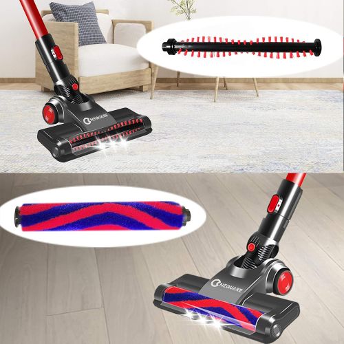  NEQUARE Vacuum Cleaner Super Suction Pet Hair Eraser 4 in 1 Bagless Upright Corded Stick Vacuum Easy Empty Dirt Bin Noise Free Lightweight& Versatile Handheld Vacuum with LED Multiple Brus