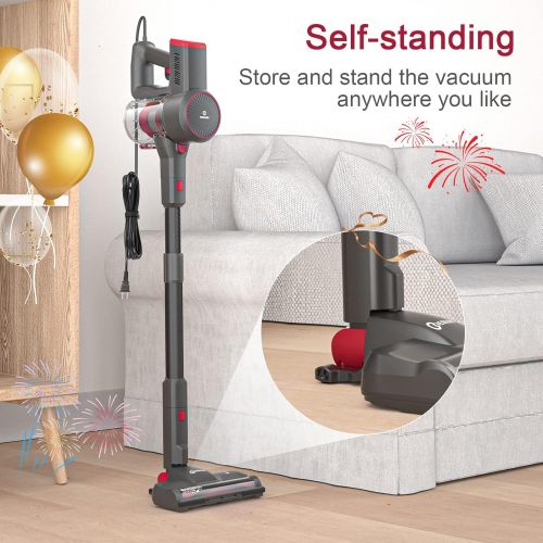  NEQUARE Vacuum Cleaner, 20Kpa Stick Vacuum with Self-Standing, Dual-HEPA Filtration, LED Multi-Tasker Floor Head, Extra HEPA Filter, Handheld Vacuum for Hardwood, S181