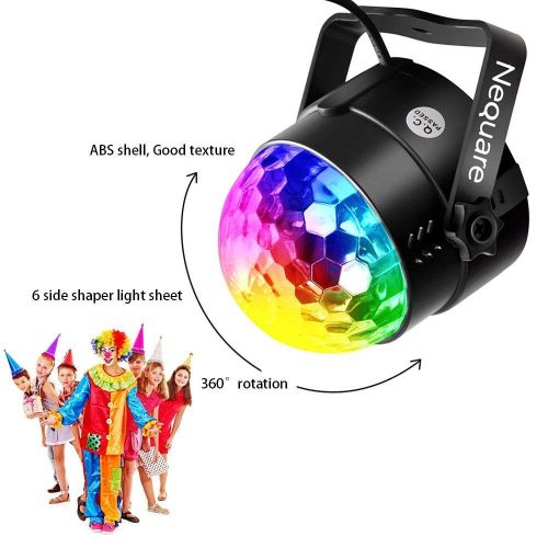  NEQUARE [2018 Latest Models-6 light bulbs] Nequare Party Lights Disco Ball Strobe Light Disco Lights 20 Colors Sound Activated Stage Light with Remote Control for Festival Bar Club Party W