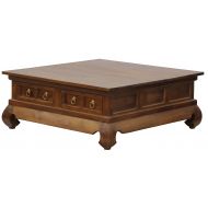 NES Furniture abc10378 Oriental Square Coffee Table Fine Handcrafted Solid Mahogany Wood 39 inches Pecan