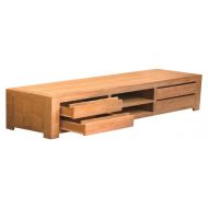 NES Furniture Fine Handcrafted Solid Teak Wood Kairo TV Stand/Console Table, 59, Natural