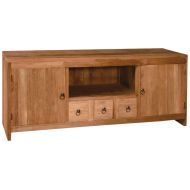 NES Furniture NES Fine Handcrafted Furniture Solid Teak Wood Jimmy TV Stand/Console Table - 63, Natural