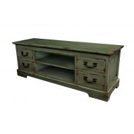 NES Furniture abc10064 Madison TV Stand Fine Handcrafted Solid Mahogany Wood 55 inches Antique Gray