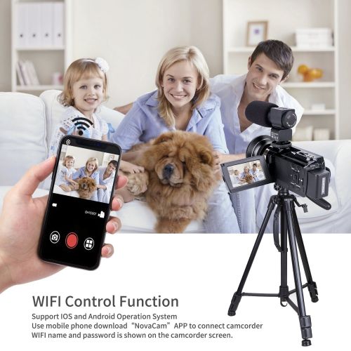  Video Camera 4K Camcorder NESENNI Ultra HD WiFi Digital Camera 48MP Touch Screen 16X Digital Zoom Recorder IR Night Vision Microphone,Wide Angle Lens,LED Video Light,2 Batteries,Sh