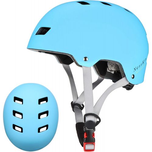  NESSKIN Skateboard Cycling Helmet - Two Removable Liners Ventilation Multi-Sport Cycling Skateboarding Scooter Roller for Kids, Youth & Adults