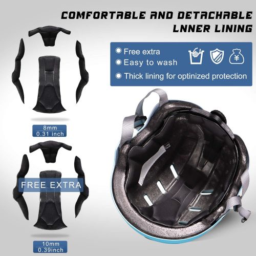  NESSKIN Skateboard Cycling Helmet - Two Removable Liners Ventilation Multi-Sport Cycling Skateboarding Scooter Roller for Kids, Youth & Adults
