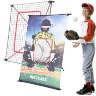 Junior Baseball/Softball Trainer Combo, 3-Feet by 5-Feet Pitching Target Panel and Pitchback Rebounder Net with Carry Bag, Black