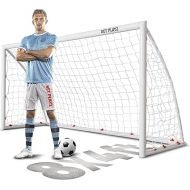 NET PLAYZ Soccer Goals for Backyard, Kids Soccer Net High-Strength Fast Set-Up | Football Soccer Gifts for All Ages Child Teens & Youth (Weatherproof), White