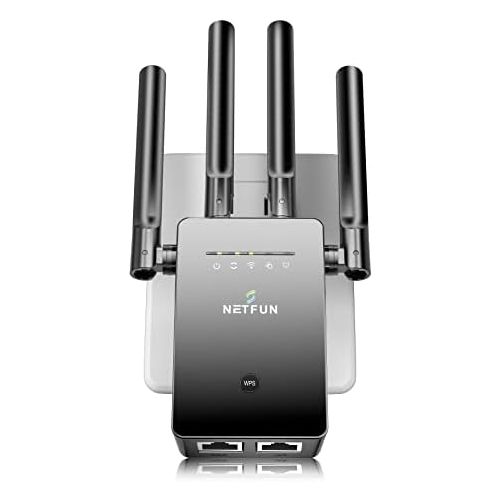  NETFUN 2022 Upgraded WiFi Extender Signal Booster for Home - up to 7000 sq.ft Coverage - Long Range Wireless Internet Repeater and Signal Amplifier with Ethernet Port - 1 Tap Setup, 5 Mod