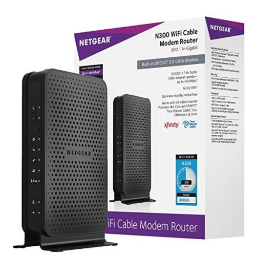  NETGEAR N300 (8x4) WiFi Cable Modem Router Combo. DOCSIS 3.0 | Certified for Xfinity by Comcast, Spectrum, COX & more (C3000)