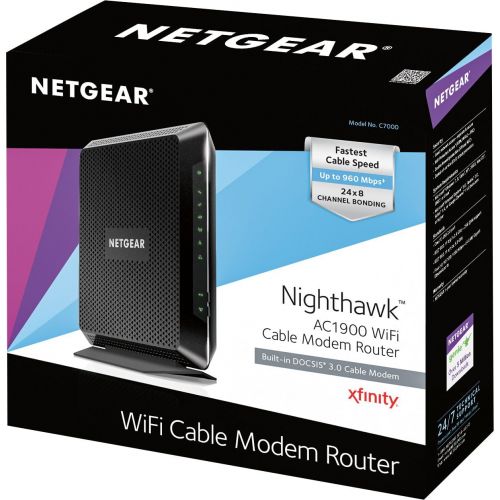  NETGEAR AC1900 (24x8) WiFi Cable Modem Router C7000, DOCSIS 3.0 | Certified for XFINITY by Comcast, Spectrum, Cox, and more (C7000-100NAS)