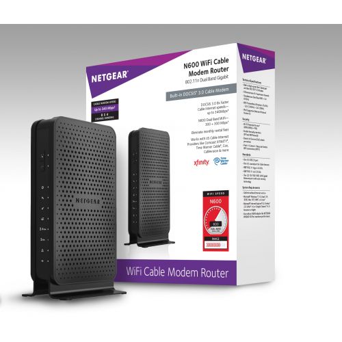 NETGEAR N600 (8x4) WiFi Cable Modem Router Combo C3700, DOCSIS 3.0 | Certified for XFINITY by Comcast, Spectrum, Cox, and more (C3700-100NAS)
