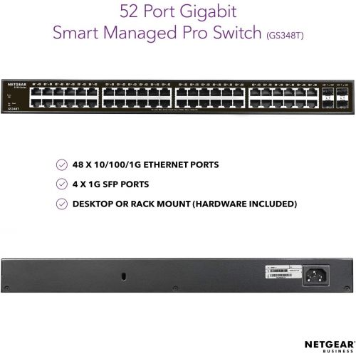  [아마존 핫딜]  [아마존핫딜]NETGEAR 52-Port Gigabit Ethernet Smart Managed Pro Switch (GS348T) - with 4 x 1G SFP, Desktop/Rackmount, S350 Series