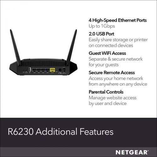  [아마존 핫딜]  [아마존핫딜]NETGEAR WiFi Router (R6230) - AC1200 Dual Band Wireless Speed (up to 1200 Mbps) | Up to 1200 sq ft Coverage & 20 Devices | 4 x 1G Ethernet and 1 x 2.0 USB Ports