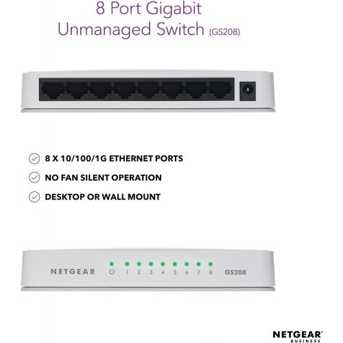  [아마존 핫딜]  [아마존핫딜]NETGEAR 8-Port Gigabit Ethernet Unmanaged Switch, Desktop, Internet Splitter, Fanless, Plug-and-Play (GS208)