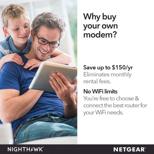  [아마존 핫딜]  [아마존핫딜]NETGEAR Nighthawk Cable Modem with Voice CM1150V - For Xfinity by Comcast Internet & Voice | Supports Cable Plans Up to 2 Gigabits | 2 Phone lines | 4 x 1G Ethernet ports | DOCSIS