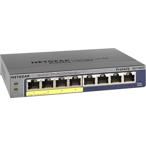  [아마존 핫딜] NETGEAR 8-Port Gigabit Ethernet Smart Managed Plus PoE Switch (GS108PEv3) - with 4 x PoE @ 53W, Desktop/Rackmount, and ProSAFE Limited Lifetime Protection