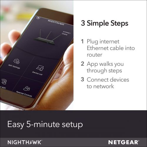  NETGEAR Nighthawk X4S Smart WiFi Router (R7800) - AC2600 Wireless Speed (up to 2600 Mbps) | Up to 2500 sq ft Coverage & 45 Devices | 4 x 1G Ethernet, 2 x 3.0 USB, and 1 x eSATA por