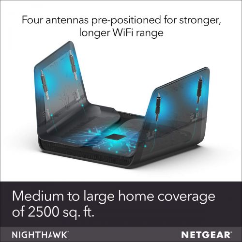  NETGEAR Nighthawk AX8 8-Stream WiFi 6 Router (RAX80) - AX6000 Wireless Speed (up to 6Gbps) | Coverage for Large Homes | 5 x 1G and 1x 2G Ethernet ports | 2 x 3.0 USB