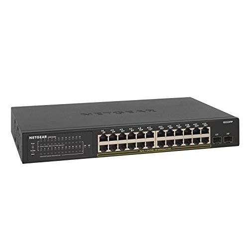  NETGEAR 26 Port PoE Gigabit Ethernet Smart Switch (GS324TP) Managed, with 24 x PoE+ @ 190W, 2 x 1G SFP, Desktop or Rackmount, S350 series