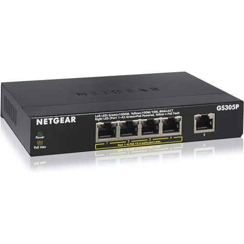  NETGEAR 5-Port Gigabit Ethernet Unmanaged PoE Switch (Old Model) - with 4 x PoE @ 55W