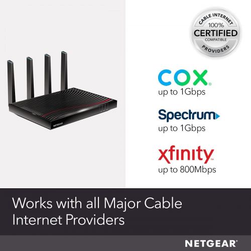  [아마존베스트]NETGEAR Nighthawk Cable Modem WiFi Router Combo (C7800) - Compatible with Cable Providers Including Xfinity by Comcast, Cox, Spectrum | Cable Plans Up to 2 Gigabits | AC3200 WiFi S