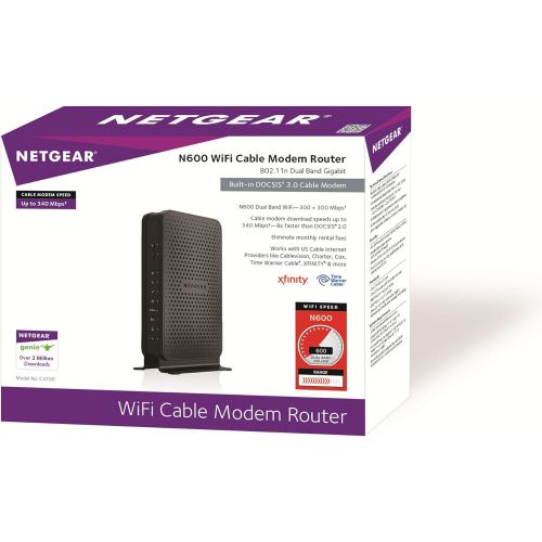  [아마존베스트]NETGEAR N600 (8x4) WiFi DOCSIS 3.0 Cable Modem Router (C3700) Certified for Xfinity from Comcast, Spectrum, Cox, Spectrum & more