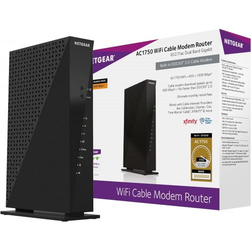  [아마존베스트]Netgear C6300-100NAS AC1750 (16x4) DOCSIS 3.0 WiFi Cable Modem Router Combo (C6300) Certified for Xfinity from Comcast, Spectrum, Cox, Cablevision & more,Black