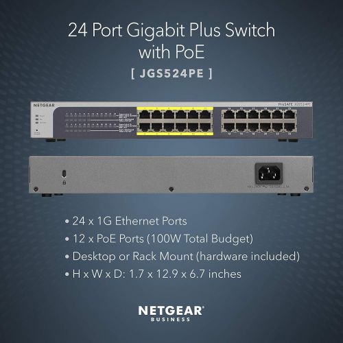  [아마존베스트]NETGEAR 24-Port Gigabit Ethernet Smart Managed Plus PoE Switch (JGS524PE) - with 12 x PoE @ 100W, Desktop/Rackmount, and ProSAFE Limited Lifetime Protection