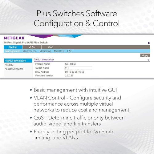  [아마존베스트]NETGEAR 16-Port Gigabit Ethernet Smart Managed Plus Switch (GS116E) - Desktop, and ProSAFE Limited Lifetime Protection