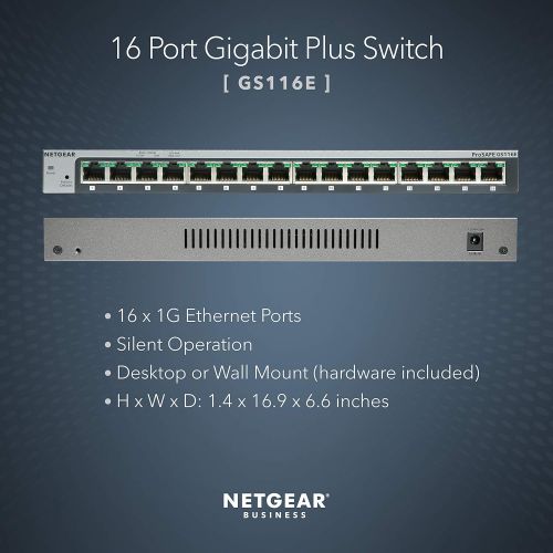  [아마존베스트]NETGEAR 16-Port Gigabit Ethernet Smart Managed Plus Switch (GS116E) - Desktop, and ProSAFE Limited Lifetime Protection