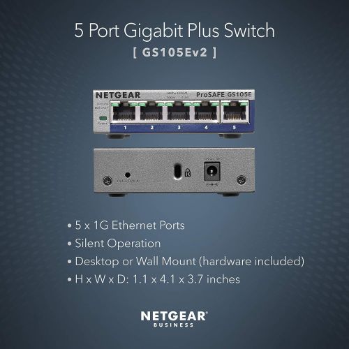  [아마존베스트]NETGEAR 5-Port Gigabit Ethernet Smart Managed Plus Switch (GS105Ev2) - Desktop, and ProSAFE Limited Lifetime Protection