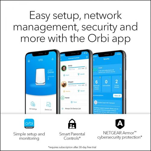  [아마존베스트]NETGEAR Orbi Whole Home Tri-Band Mesh WiFi 6 System (RBK853)  Router with 2 Satellite Extenders | Coverage up to 7,500 sq. ft. and 60+ Devices | 11AX Mesh AX6000 WiFi (Up to 6Gbps