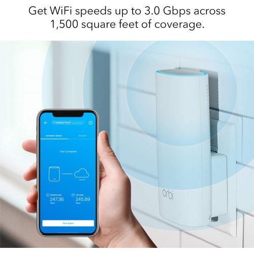  [아마존베스트]NETGEAR Orbi Wall-Plug Whole Home Mesh WiFi Satellite Extender - works with your Orbi router to add 1,500 sq. feet of coverage at speeds up to 2.2 Gbps, AC2200 (RBW30)