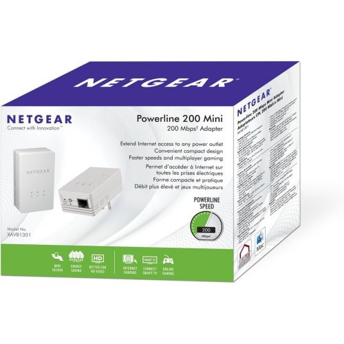  NETGEAR Powerline 200Mbps Mini Adapter - Starter Kit (XAVB1301)