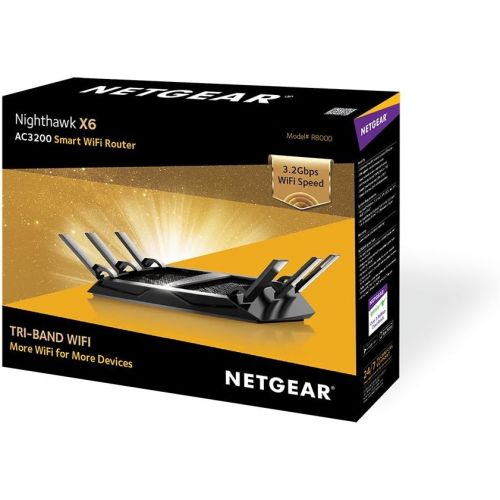  NETGEAR Netgear R8000-100PAS Nighthawk X6 Wireless Router 802.11ABGnAC Desktop, Black