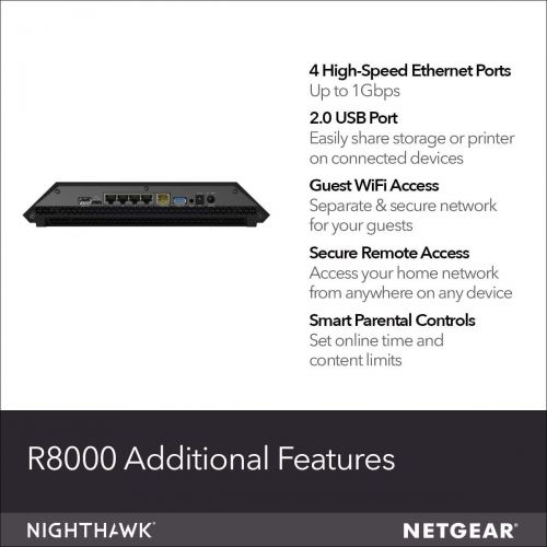  NETGEAR NetGear Netgear R8000-100Uks R8000 Nighthawk X6 - Ac3200 Tri-Band Wifi Wireless Gigabit Cable Router