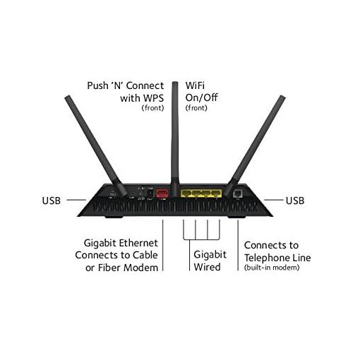  NETGEAR AC1600 WiFi VDSLADSL Modem Router  802.11ac Dual Band Gigabit (D6400-100NAS)