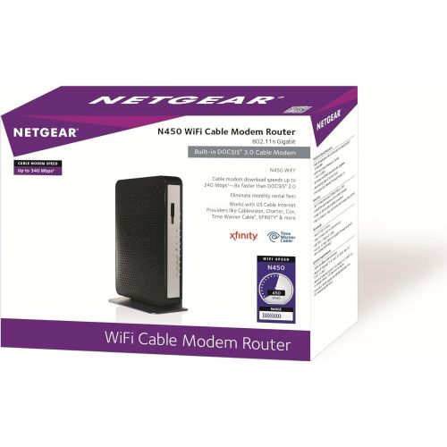  NETGEAR N450-100NAS (8x4) WiFi DOCSIS 3.0 Cable Modem Router (N450) Certified for Xfinity from Comcast, Spectrum, Cox, Cablevision & more