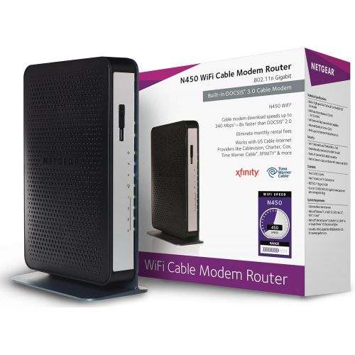  NETGEAR N450-100NAS (8x4) WiFi DOCSIS 3.0 Cable Modem Router (N450) Certified for Xfinity from Comcast, Spectrum, Cox, Cablevision & more